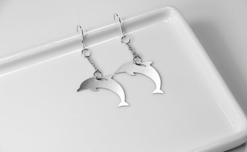 海豚耳环【迷你款】 _动物系列_造题 - 耳环/耳夹 - 其他金属 银色