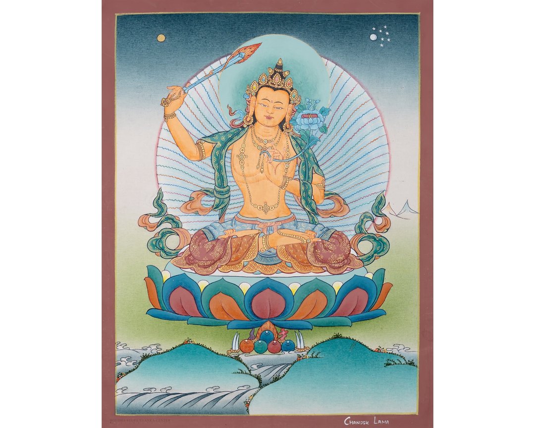 宗教艺术 令人敬畏的文殊菩萨唐卡 启迪的存在 - 墙贴/壁贴 - 其他材质 多色