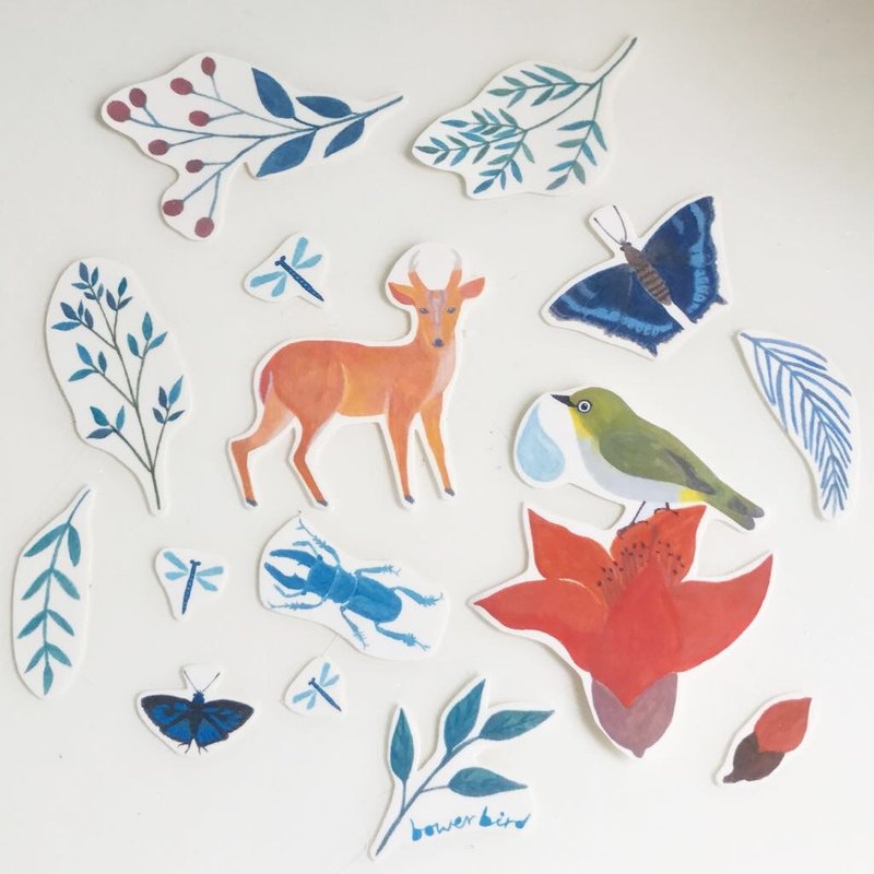 bowerbird No.1 水彩透明贴纸 - 贴纸 - 塑料 蓝色