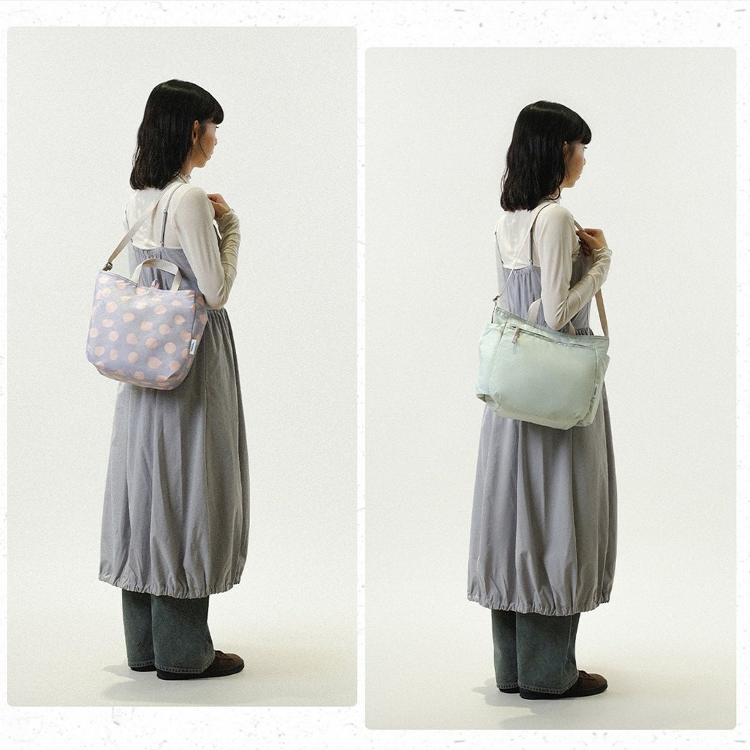 【Nature Beauty系列新品】NIKO双面斜背手提包(紫藤色/草绿色) - 手提包/手提袋 - 聚酯纤维 多色