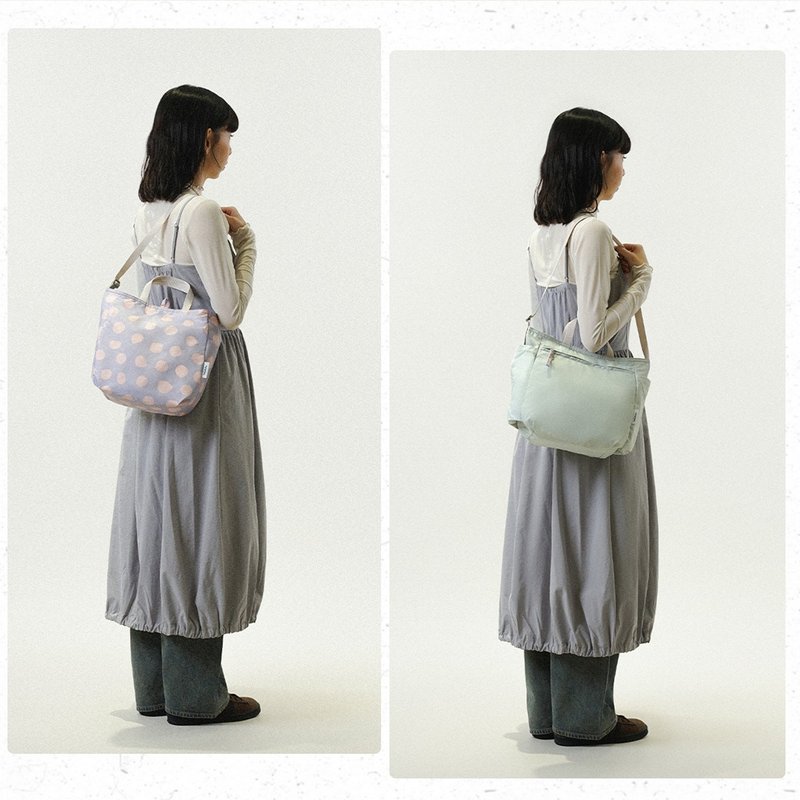 【Nature Beauty系列新品】NIKO双面斜背手提包(紫藤色/草绿色) - 手提包/手提袋 - 聚酯纤维 多色