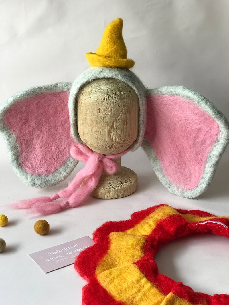 Dumbo ears headband, newborn props. Dumbo props. elephant dumbo hat - 婴儿帽/发带 - 羊毛 银色
