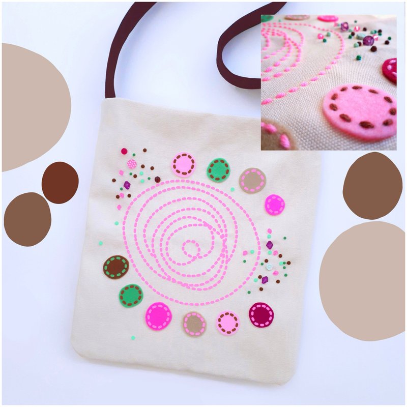 手工刺绣 Handmade 托特包，14 盎司帆布材质，设计可爱独特，尺寸 12x13.5 英寸。 - 手提包/手提袋 - 绣线 多色