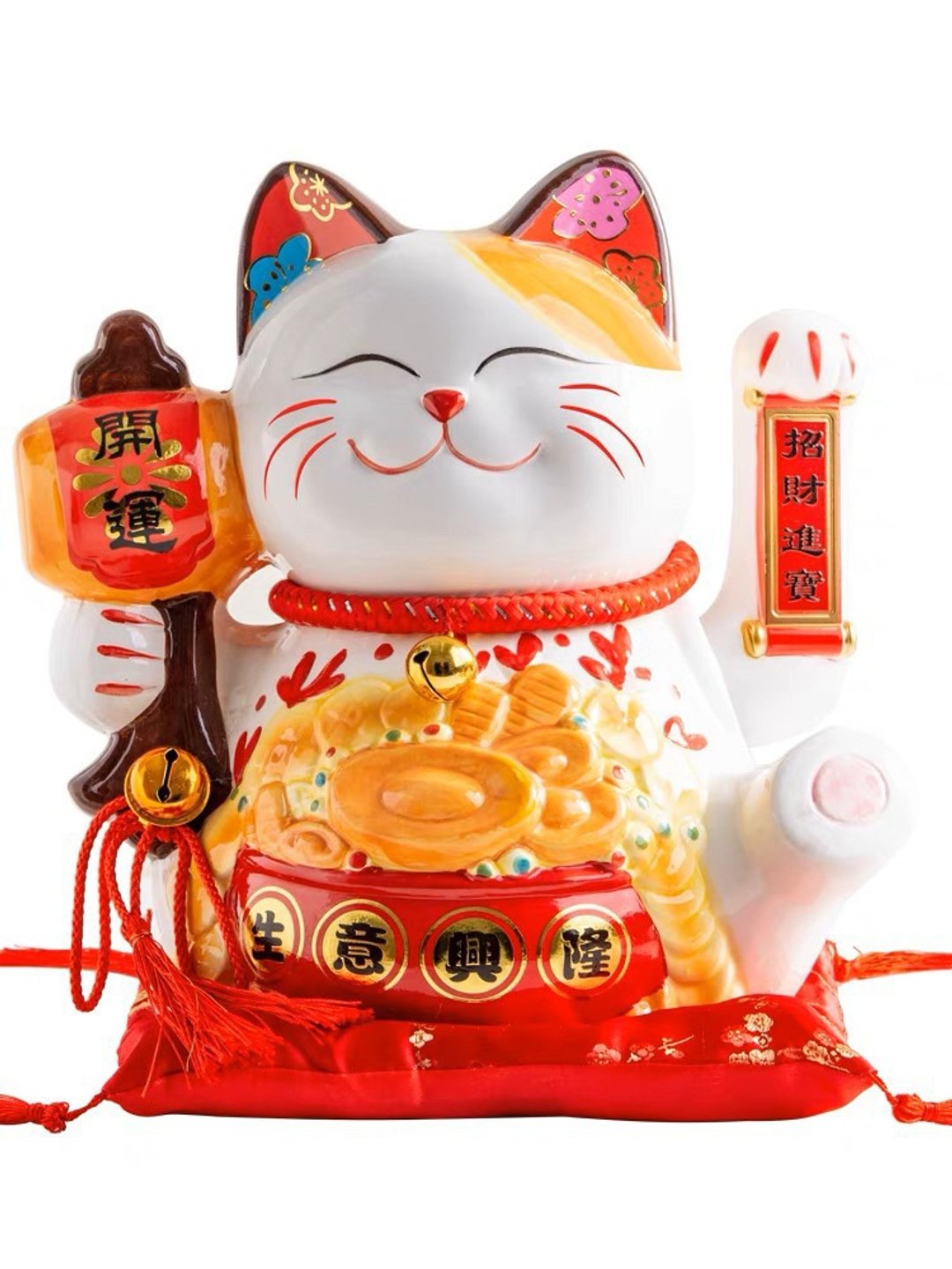 10寸招财猫  开幕志庆 新居落成 升官乔迁 - 植栽/盆栽 - 其他材质 白色