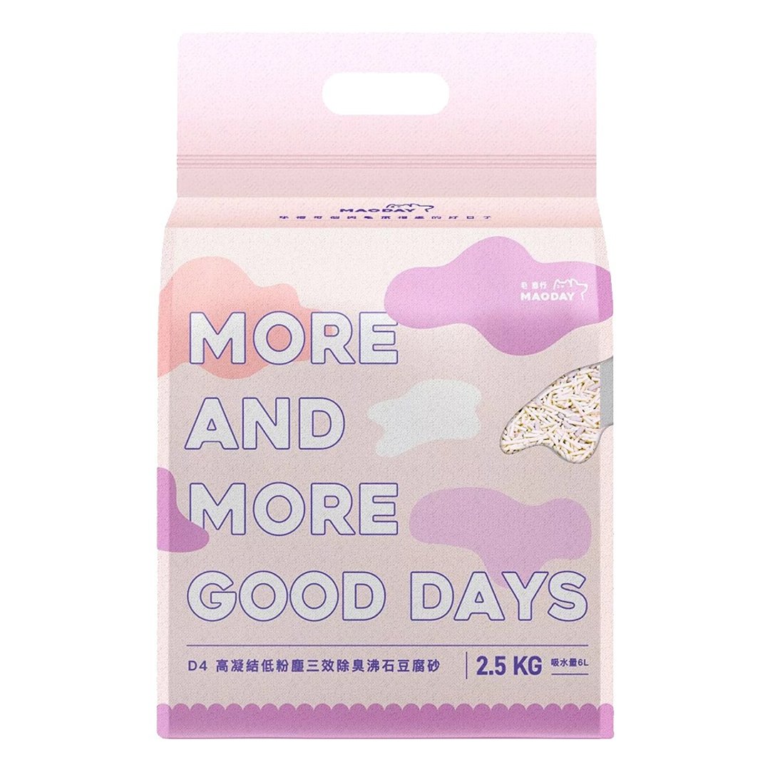 毛商行 Maoday D3三效除臭条型豆腐砂2.5kg 沸石款 (4包入) - 猫砂/猫砂垫 - 环保材料 粉红色