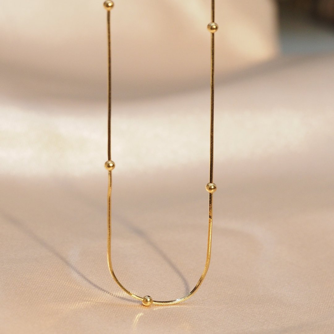 18K金圆点蛇项链18K Gold Golden Dot Snake Necklace - 项链 - 贵金属 