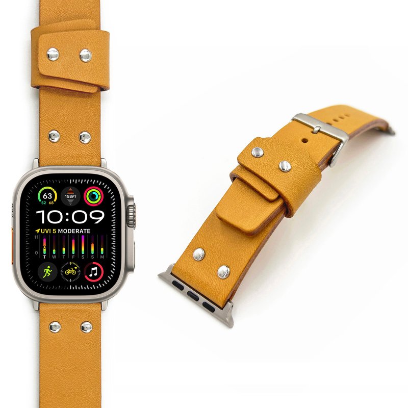 COZI-意大利植鞣革Apple Watch表带-适用S4~S10 SE / 42~49mm表壳 - 表带 - 真皮 咖啡色