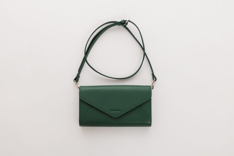 真皮平纹磁扣大斜跨包|森林绿【快速出货】 - 皮夹/钱包 - 真皮 绿色