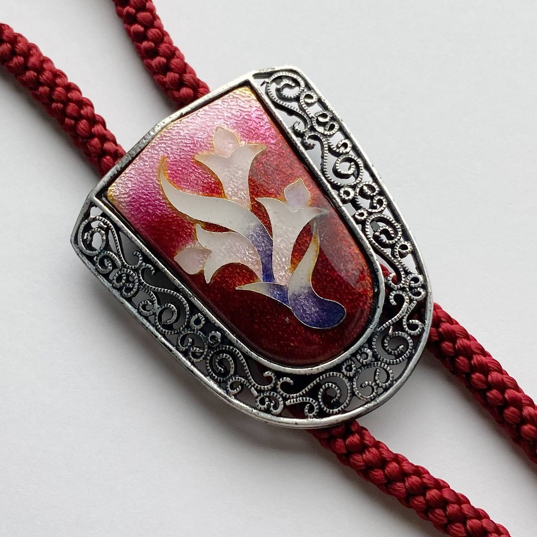 炎花 景泰蓝领带夹 / Bolo tie / 有线七宝 - 领带/领带夹 - 其他材质 红色