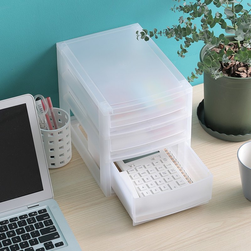 日本天马 A5桌上型抽屉收纳盒(2低+1高抽) - 收纳用品 - 塑料 透明