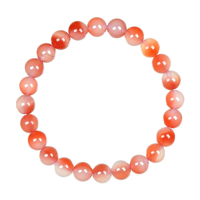 【正佳珠宝】南红玛瑙 顶级玉化蜜桃南红 7.4-7.8mm 南红玛瑙手珠 - 手链/手环 - 半宝石 多色