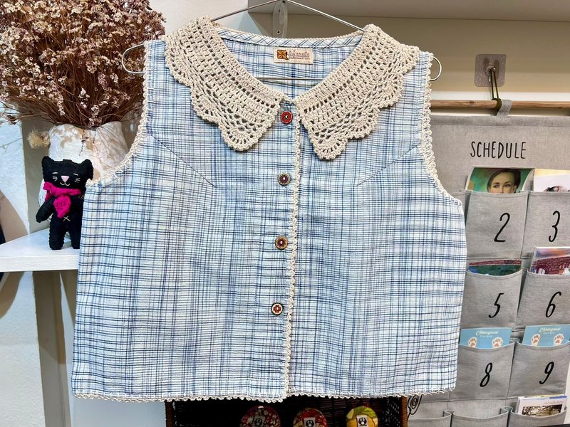 【Size L】复古风钩针领 - 女装上衣 - 棉．麻 多色