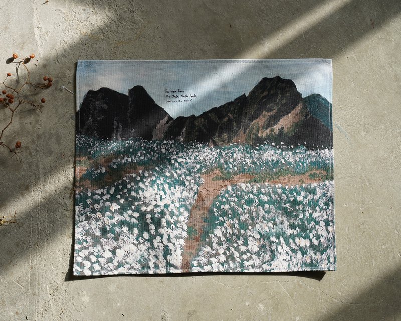 台湾高山挂布 - Sep 玉山北峰法国菊 / 向玉山主东 - 海报/装饰画/版画 - 棉．麻 蓝色