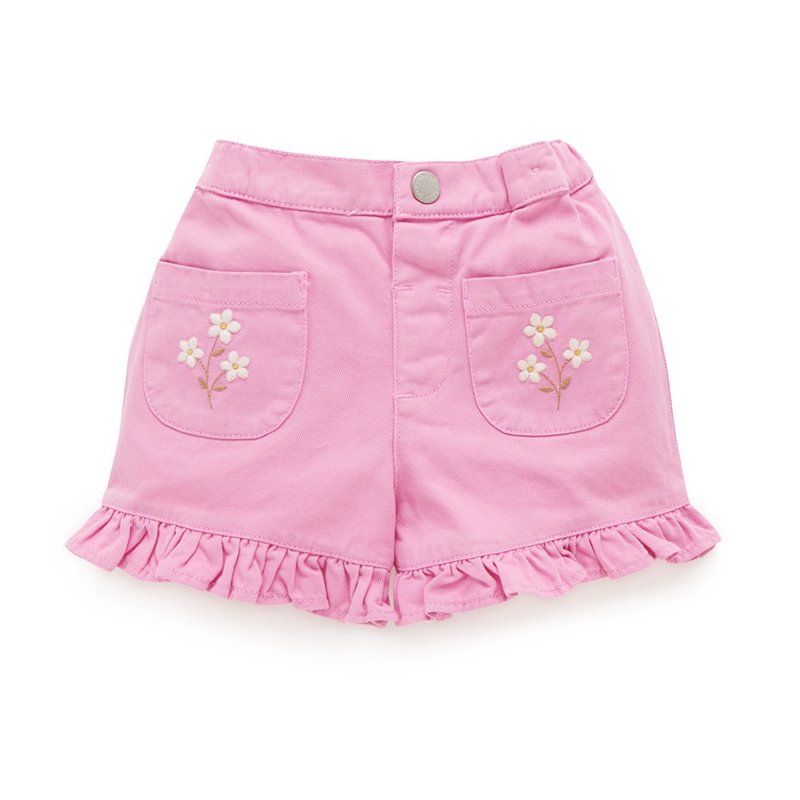 澳洲Purebaby有机棉女童装短裤12M-5T粉红荷叶边 - 童装裤 - 棉．麻 