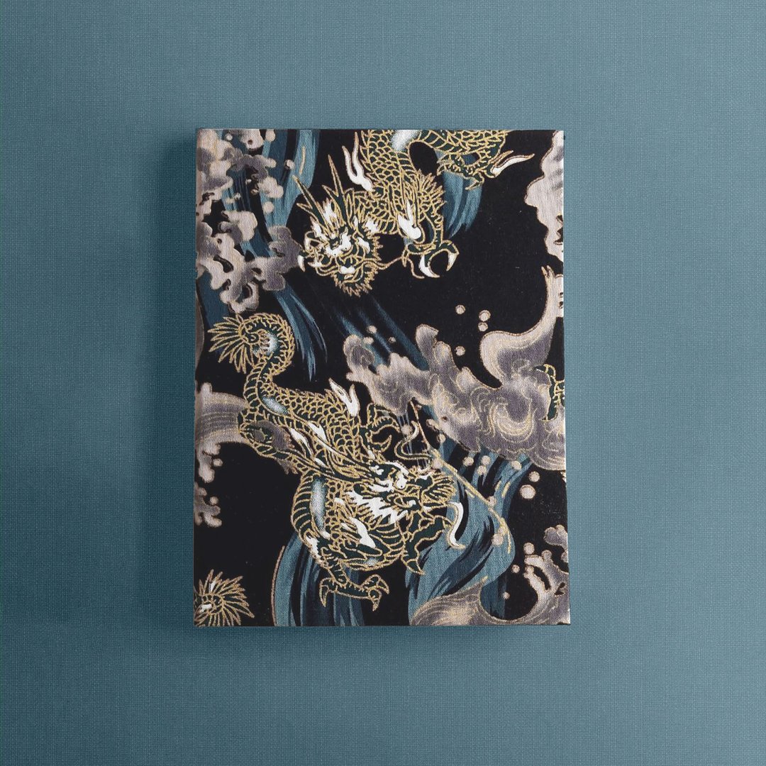 Handmade notebook | A5 | Original cover design with dragons - 笔记本/手帐 - 纸 蓝色
