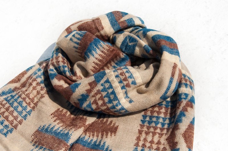 民族风披巾/boho针织围巾/印地安图腾围巾/针织披巾/盖毯-沙漠色 - 围巾/披肩 - 羊毛 多色