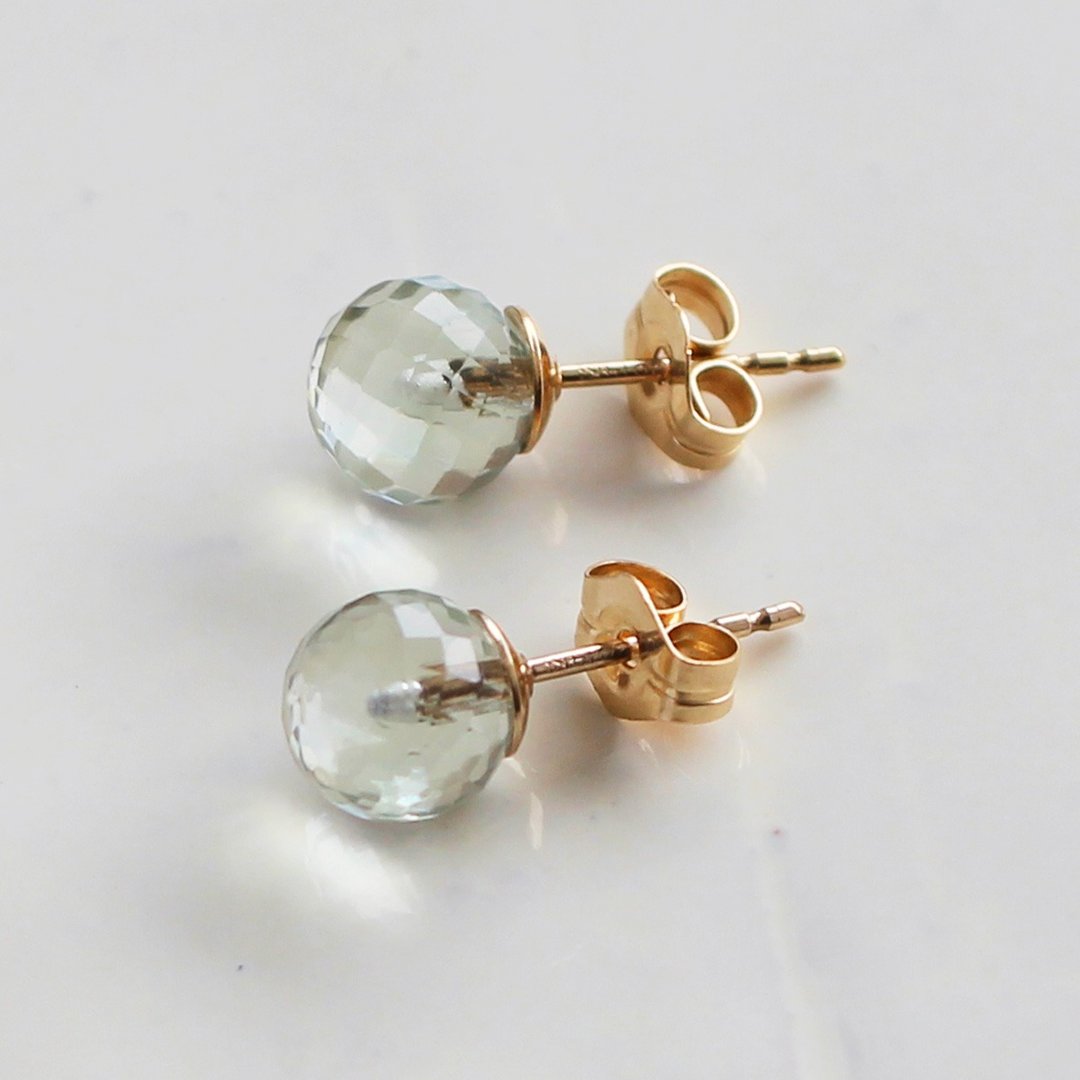 Pinkoi 代购 - ✨二月诞生石绿紫水晶<宝石品质>耳针(K14GF) - 耳环/耳夹 - 宝石 绿色