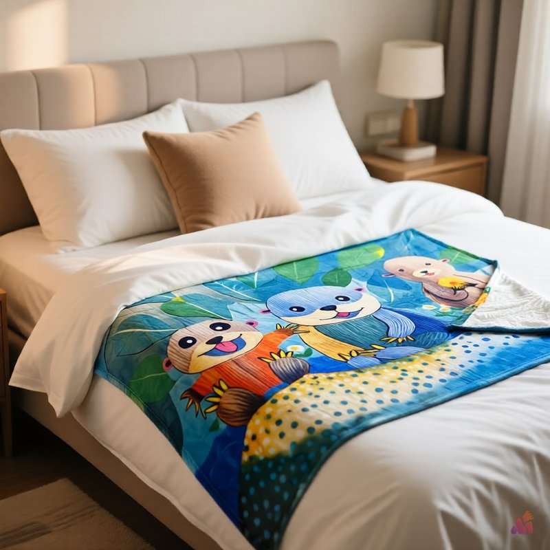 【新年礼盒】法兰绒毛毯 - 海獭 | 赠红包 小物 疗愈万用保暖毯 - 被子/毛毯 - 其他人造纤维 