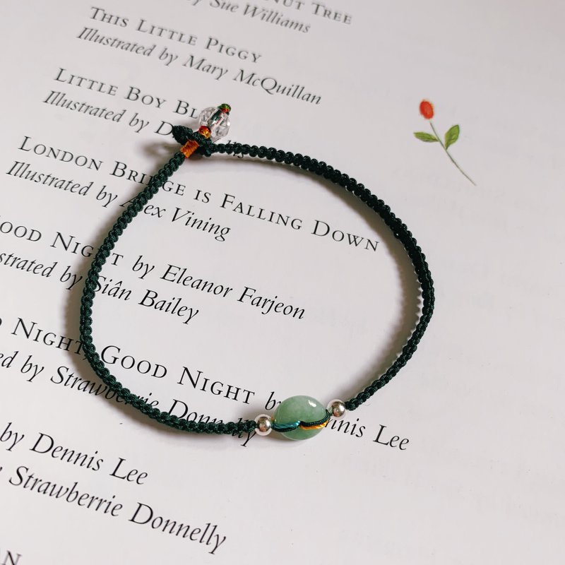 手作 人间有味是清欢 复古天然翡翠小平安扣古风编织手绳 手链儿 - 手链/手环 - 玉石 绿色