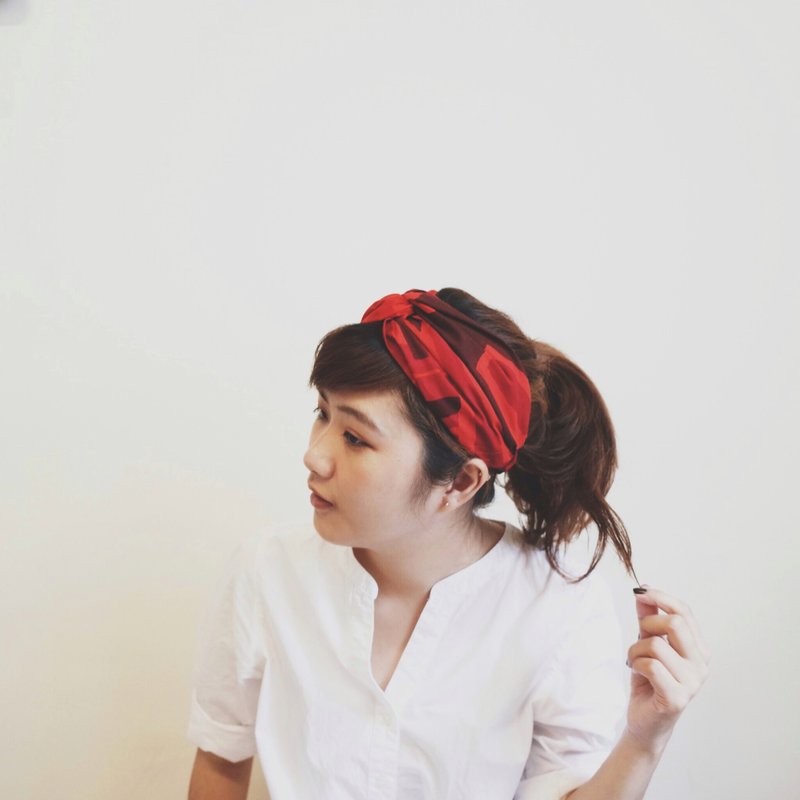 大教堂 芬兰系列 松紧宽版/手工发带 - 发饰 - 棉．麻 红色