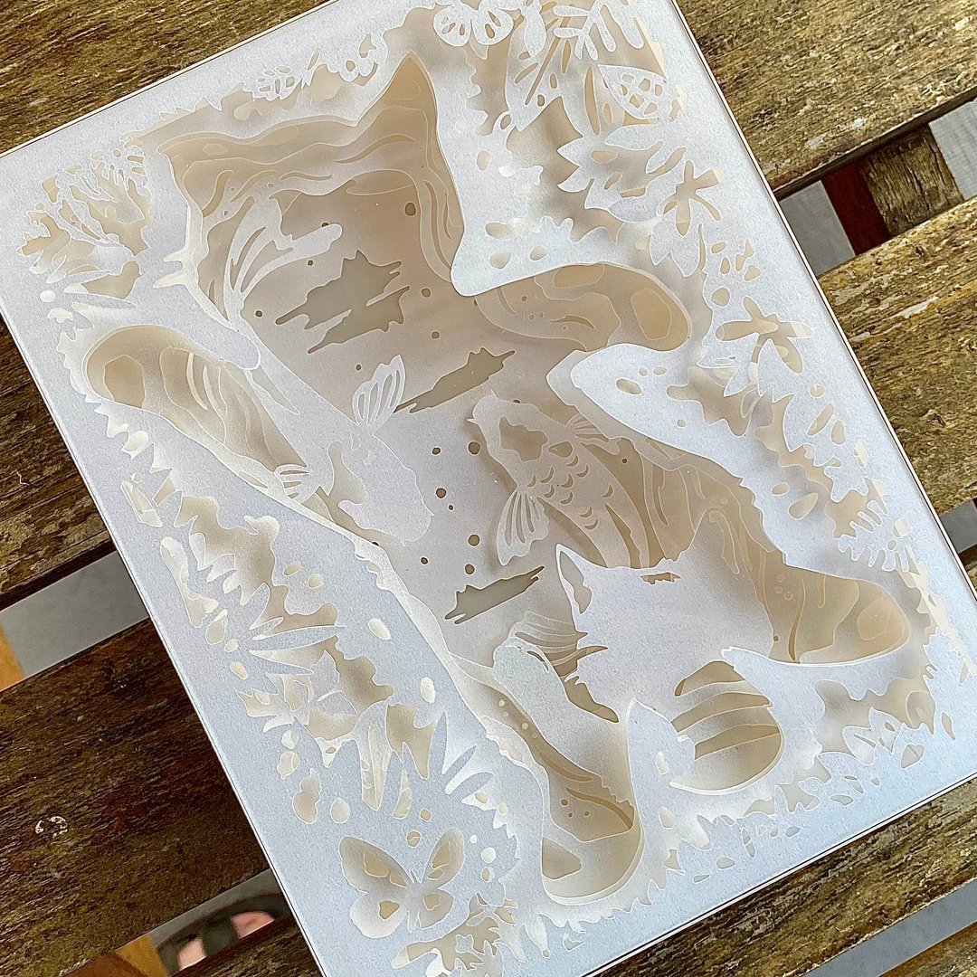光影LED纸雕灯- 猫咪梦游湖畔- 招财猫 纸灯 - 木工/竹艺/纸艺 - 纸 