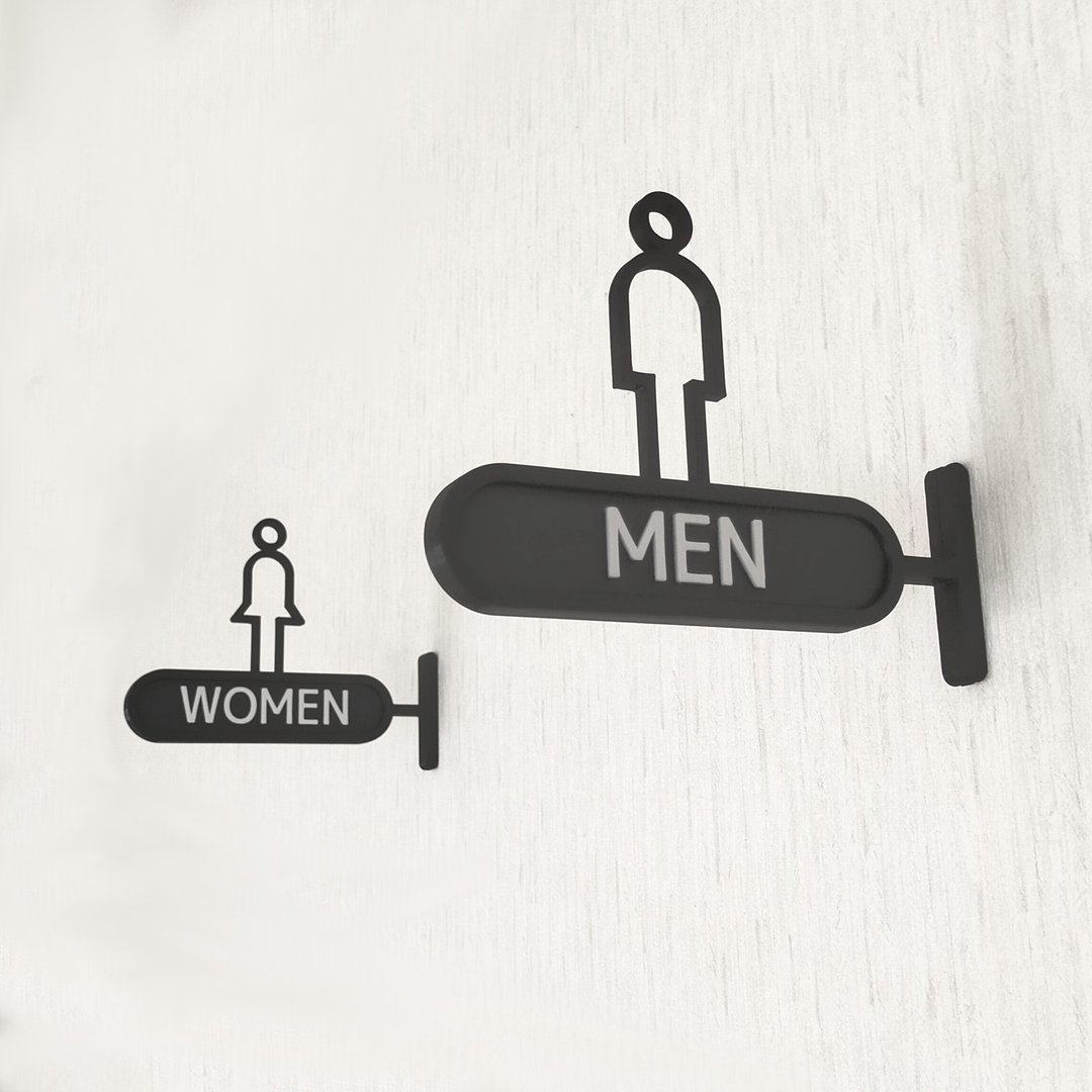 Restroom Sign,WC Sign,Bathroom Sign,Toilet Sign,Room Sign - 墙贴/壁贴 - 塑料 黑色