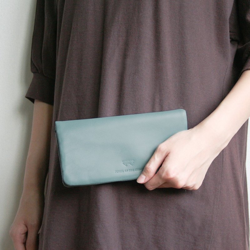 pinsel long wallet : blue grey - 皮夹/钱包 - 真皮 