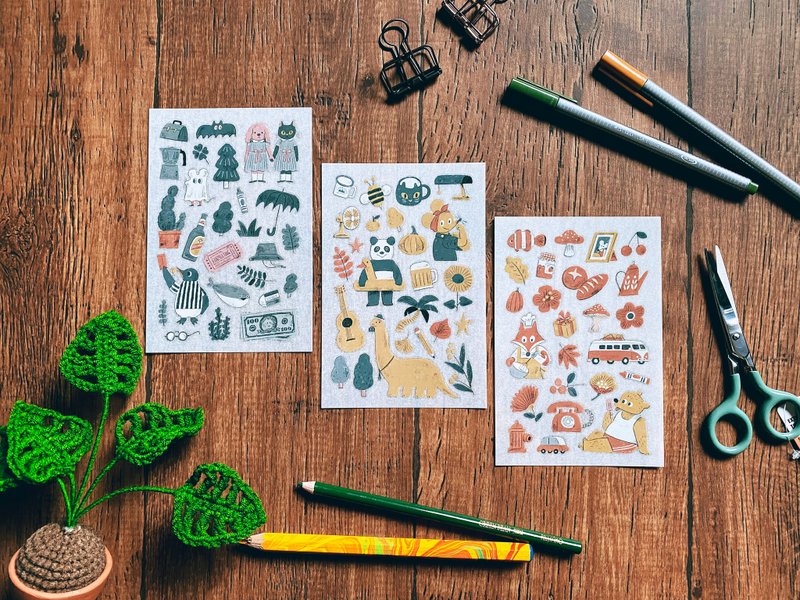 迪梦奇  感压贴- RESIDENTS 内含三张贴纸/手帐推荐新品 - 贴纸 - 纸 多色