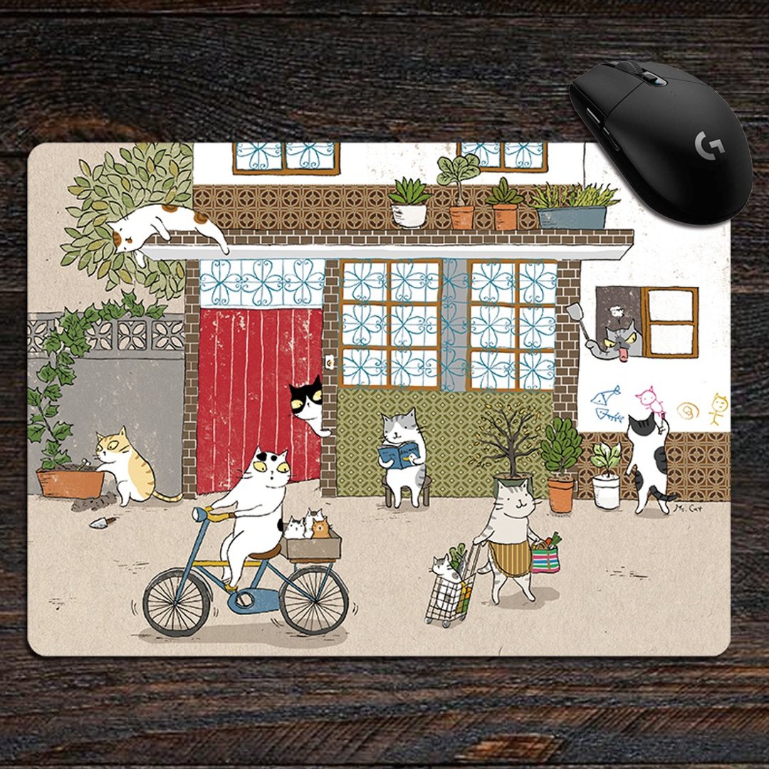 三猫小铺~怀旧屋 鼠标垫(插画家:猫小姐) - 鼠标垫 - 其他人造纤维 