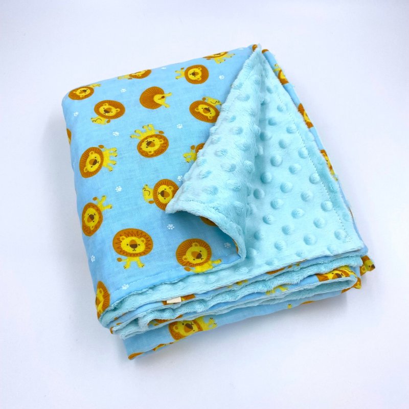 圆圆狮子海绿底-逗点被 - 满月礼盒 - 棉．麻 蓝色