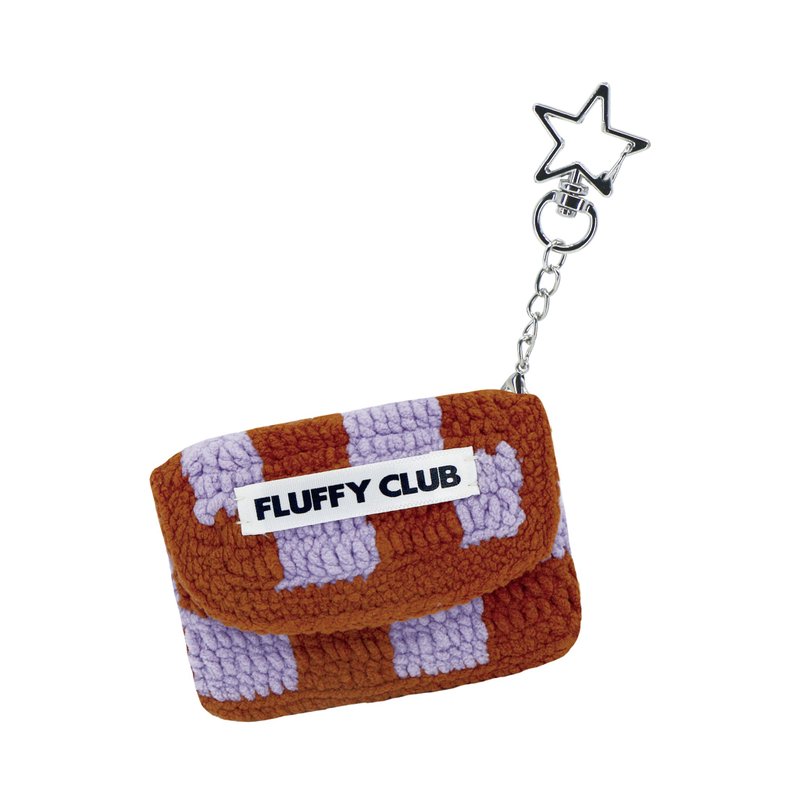 棋盘格编织卡夹 方格纹零钱包 - 皮夹/钱包 - 绣线 咖啡色