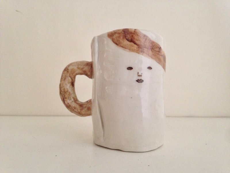 男脸白陶杯--超手感  咖啡红茶杯 - 茶具/茶杯 - 陶 白色