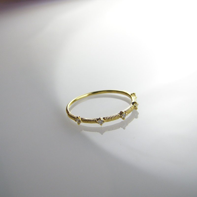 14K金 滚边线戒 钻戒 天然真钻 - 戒指 - 贵金属 