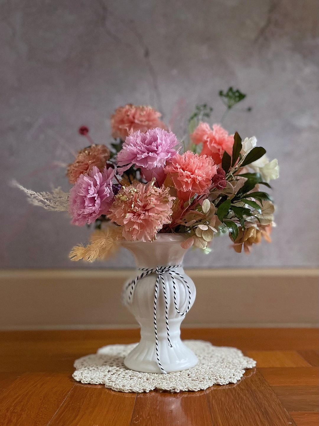 【花诉花艺】紫缀粉金永生大康乃馨/开幕花礼/升迁花礼/祝贺花礼 - 干燥花/捧花 - 植物．花 多色