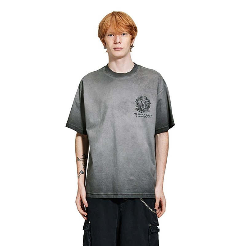 MOKACME 24SS 复古炒色做旧GOAT主题印花重磅纯棉短袖T恤 - 男装上衣/T 恤 - 棉．麻 灰色