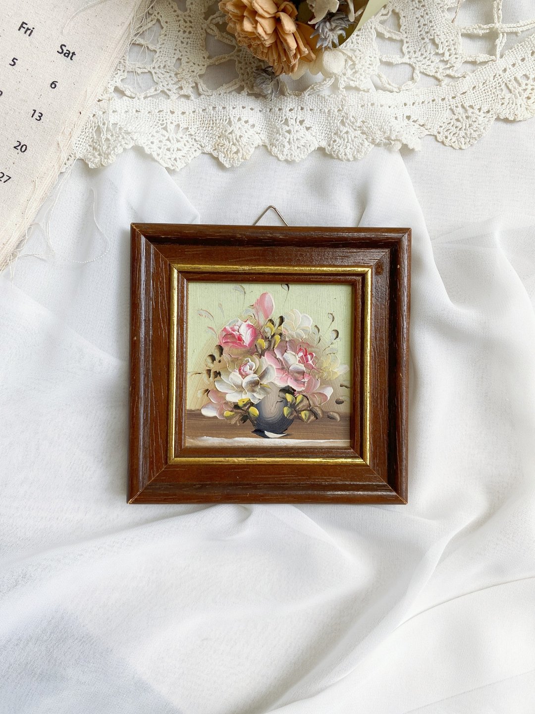 【好日恋物】德国vintage复古细致花卉花器油画壁挂画框装饰画 - 海报/装饰画/版画 - 木头 多色