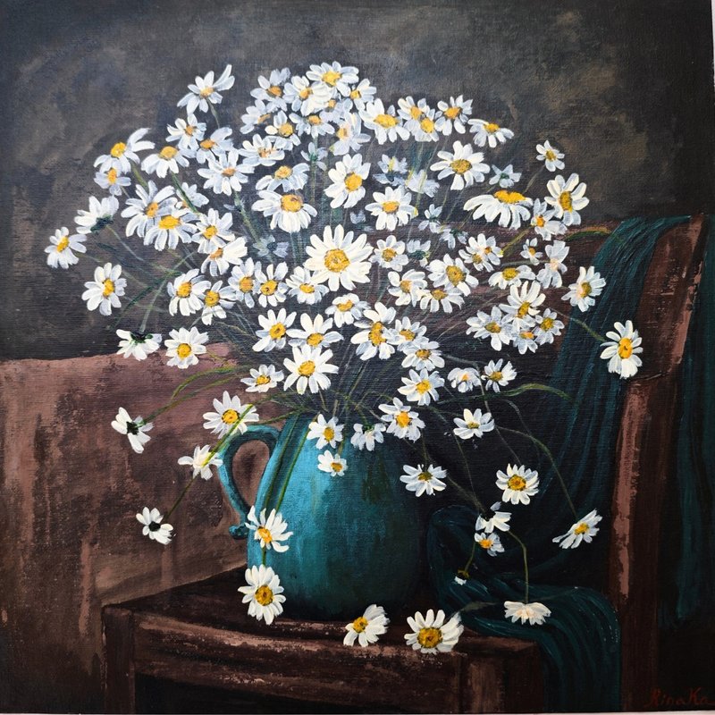 绿松石罐中的洋甘菊花原创亚克力墙画 作者 RinaArtSK - 墙贴/壁贴 - 其他材质 多色