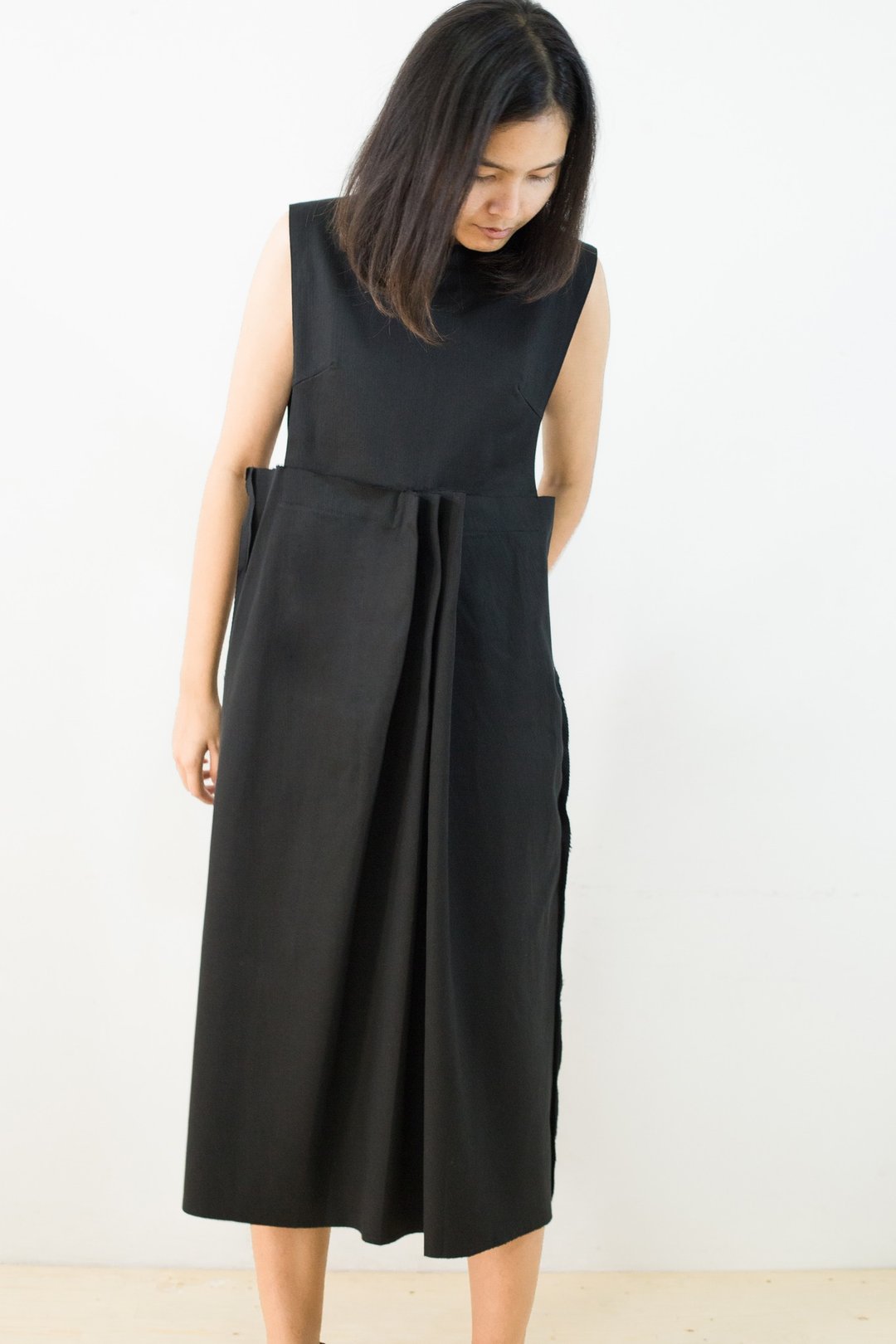 Mani Mina Black Pleat Jeans Overall - 洋装/连衣裙 - 棉 透明