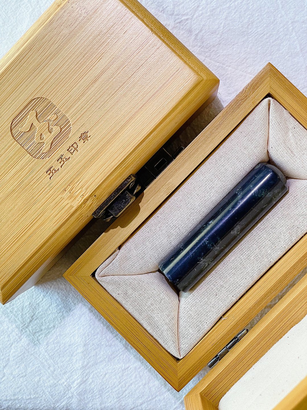【玉玉印章】 天然墨玉印章 开运招财圆章系列 - 印章/印台 - 宝石 绿色