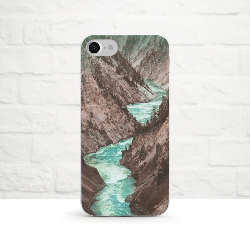 高山清流 - 防摔透明软壳- iPhone 14 Max 至 iPhone SE, Samsung - 手机壳/手机套 - 橡胶 咖啡色