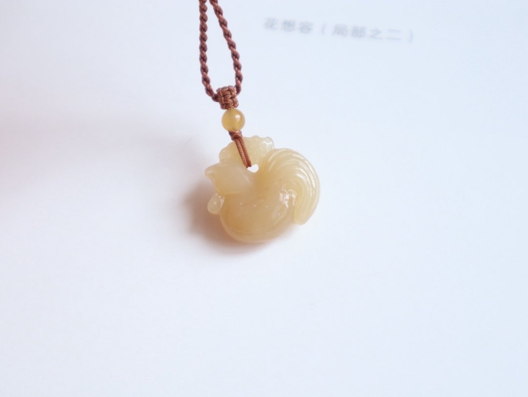天然新疆糖料和田玉小鸡吊坠 生肖鸡 立体雕刻 本命年必备 萌鸡款 - 项链 - 玉石 