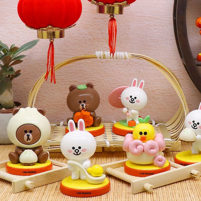 GARMMA LINE FRIENDS 中式餐点系列 盒玩公仔(一套9只不重复) - 玩偶/公仔 - 塑料 