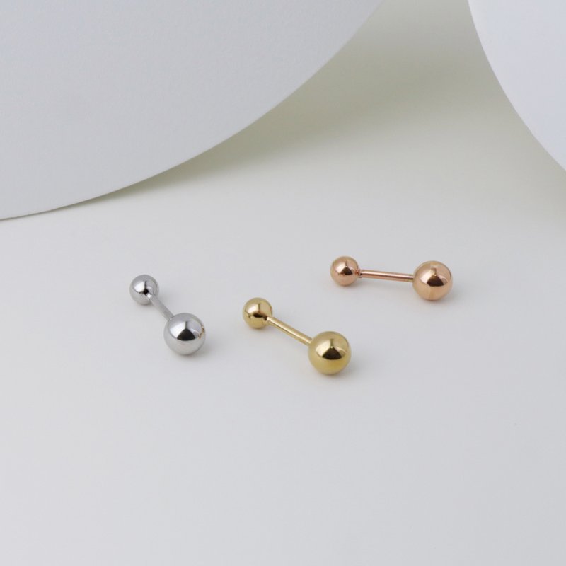 简单。转珠耳环 - 耳环/耳夹 - 不锈钢 银色