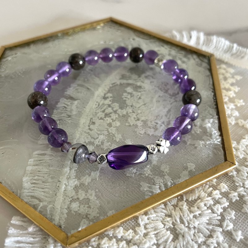 【事业 招财 人缘】紫晶 黑银钛 黑铜钛 水晶手链 - 手链/手环 - 水晶 