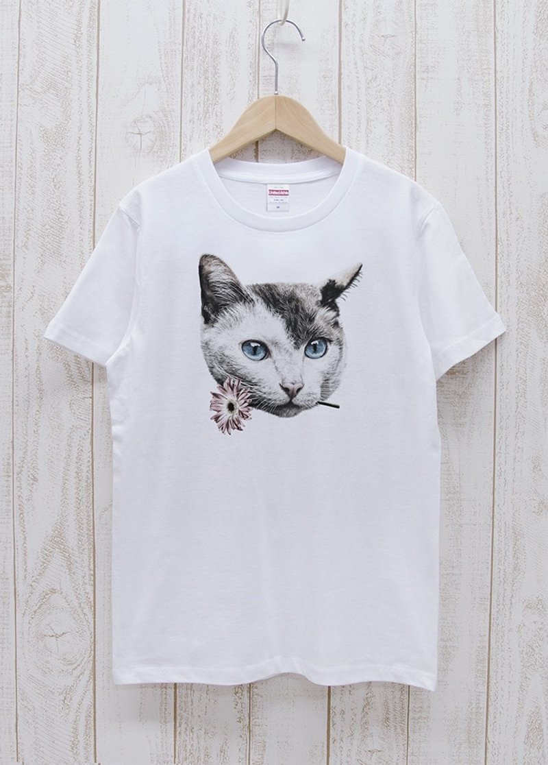 ronronCAT Tee Here you go White / R028-T-WH - 中性连帽卫衣/T 恤 - 棉 白色
