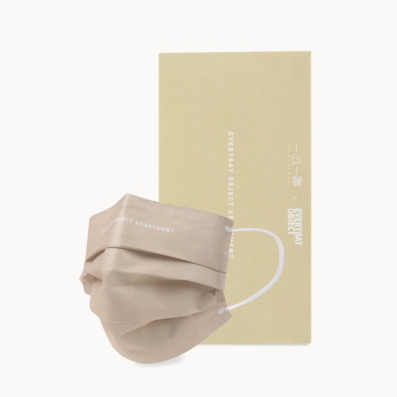 一心一罩 成人平面医用口罩 - EVERYDAY OBJECT 文字(10入/盒) - 口罩 - 聚酯纤维 卡其色