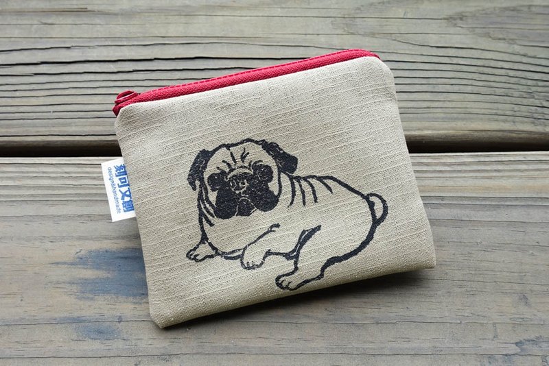 //任意装零钱包/宠物星球//全身双下巴哥 - 零钱包 - 棉．麻 卡其色