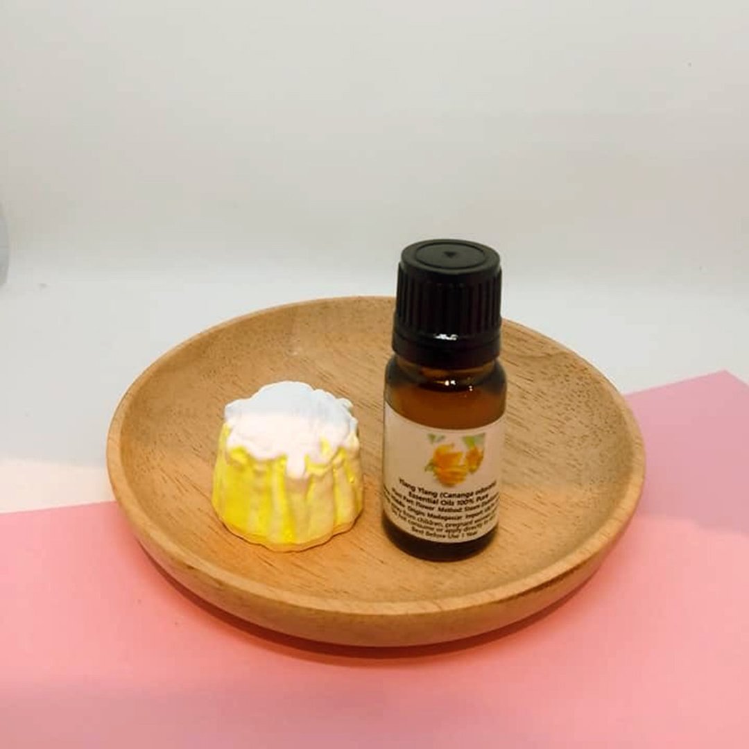 纯植物精油(依兰)配烧卖造型扩香石 - 香薰/精油/线香 - 其他材质 黄色