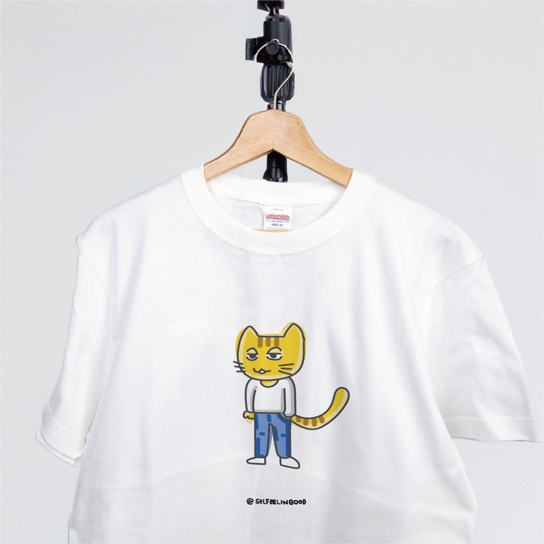 无奈猫 T-shirt | CAT | 手绘插画 | 绢印 | A045 - 女装 T 恤 - 棉 多色
