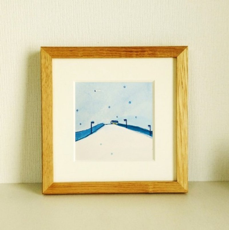 Pinkoi 代购 - 原画《初雪》*包括木框（18 x 18 厘米框）水彩/绘画/插图 - 海报/装饰画/版画 - 其他材质 
